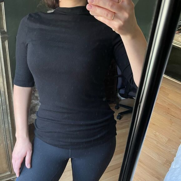 Michael Stars Ribbed Turtleneck Black OS - Picture 2 of 7